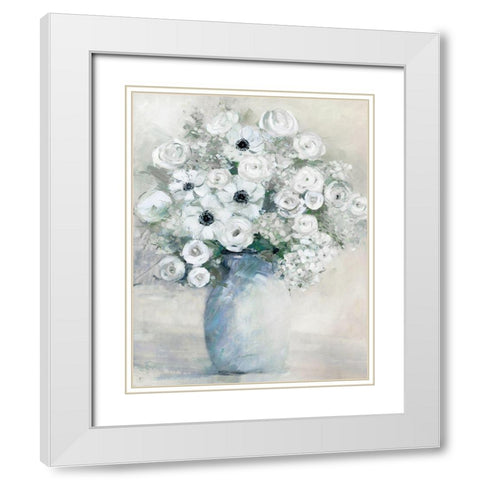 White Anemone White Modern Wood Framed Art Print with Double Matting by Swatland, Sally