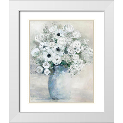 White Anemone White Modern Wood Framed Art Print with Double Matting by Swatland, Sally