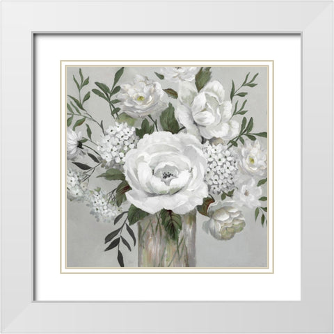 White Beauties White Modern Wood Framed Art Print with Double Matting by Nan