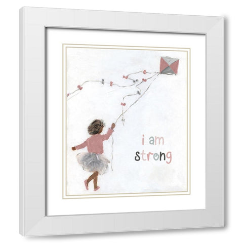 Girl Flying Kite White Modern Wood Framed Art Print with Double Matting by Swatland, Sally