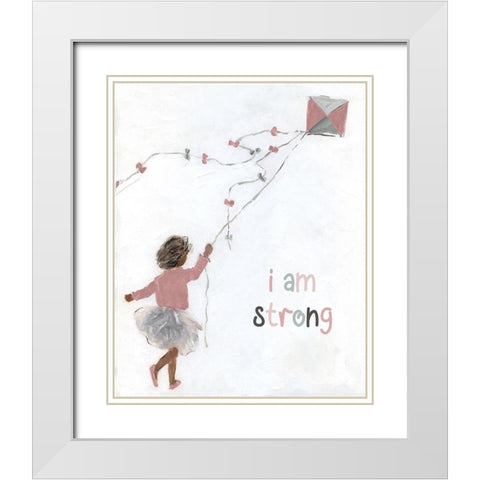 Girl Flying Kite White Modern Wood Framed Art Print with Double Matting by Swatland, Sally