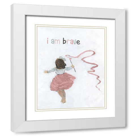 Girl Catching Wind White Modern Wood Framed Art Print with Double Matting by Swatland, Sally