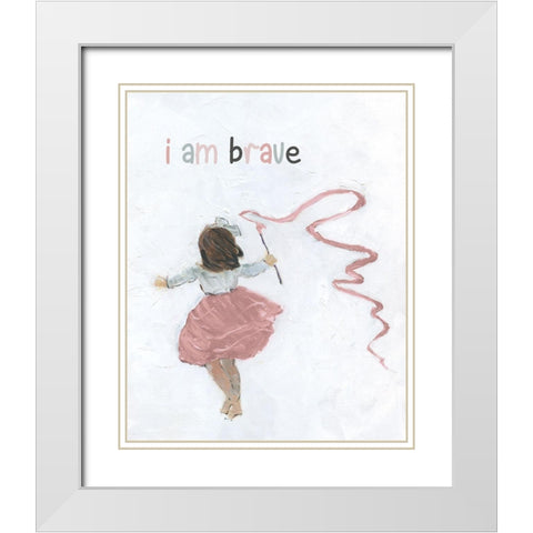 Girl Catching Wind White Modern Wood Framed Art Print with Double Matting by Swatland, Sally