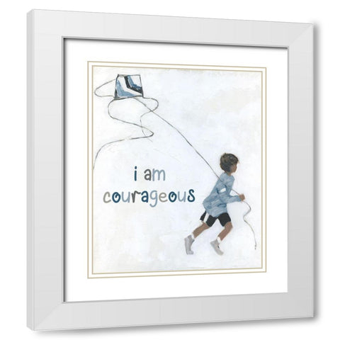 Boy Flying Kite White Modern Wood Framed Art Print with Double Matting by Swatland, Sally