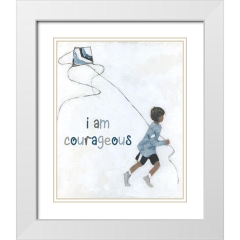 Boy Flying Kite White Modern Wood Framed Art Print with Double Matting by Swatland, Sally