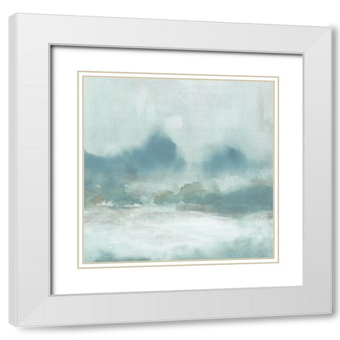 Softly Raining White Modern Wood Framed Art Print with Double Matting by Robinson, Carol