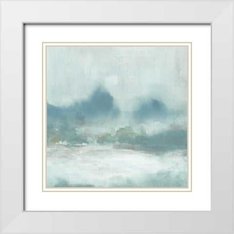 Softly Raining White Modern Wood Framed Art Print with Double Matting by Robinson, Carol