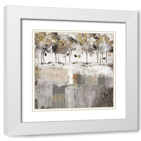 Tree Panorama White Modern Wood Framed Art Print with Double Matting by Tava Studios
