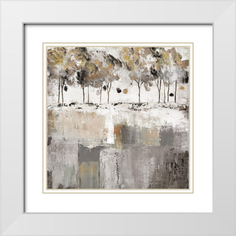 Tree Panorama White Modern Wood Framed Art Print with Double Matting by Tava Studios