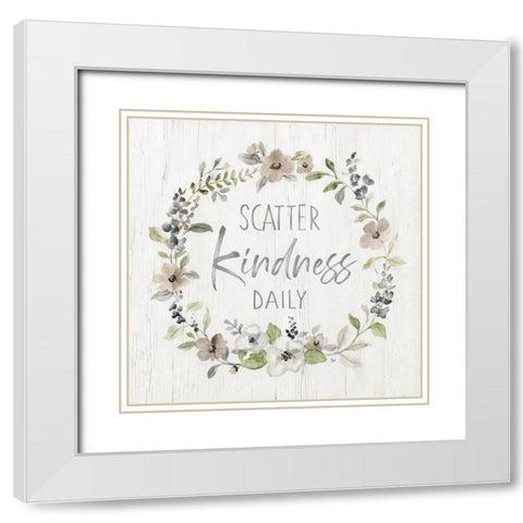 Scatter Kindness White Modern Wood Framed Art Print with Double Matting by Nan