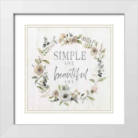 Simple Life White Modern Wood Framed Art Print with Double Matting by Nan