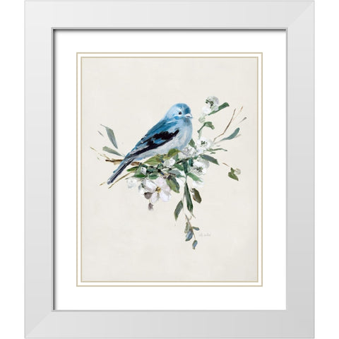 Bluebird Happy I White Modern Wood Framed Art Print with Double Matting by Swatland, Sally