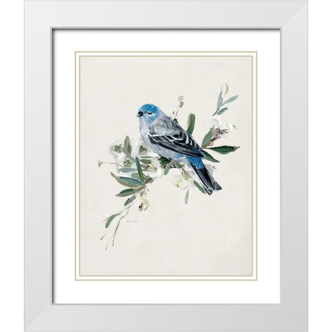 Bluebird Happy II White Modern Wood Framed Art Print with Double Matting by Swatland, Sally
