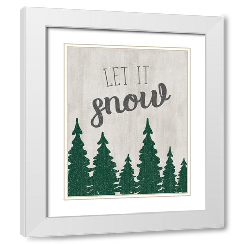 Let It Snow Forest White Modern Wood Framed Art Print with Double Matting by CAD Designs