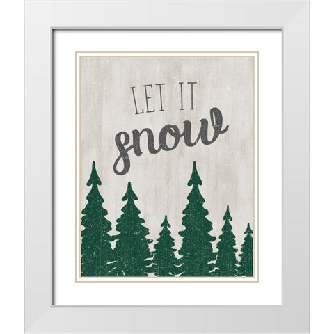 Let It Snow Forest White Modern Wood Framed Art Print with Double Matting by CAD Designs