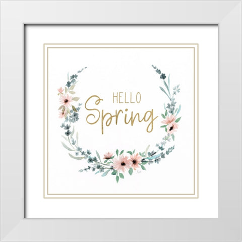 Hello Spring White Modern Wood Framed Art Print with Double Matting by Nan