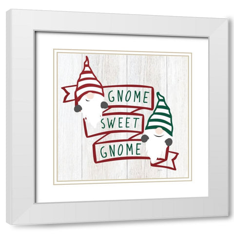 Gnome Sweet Gnome White Modern Wood Framed Art Print with Double Matting by Carpentieri, Natalie
