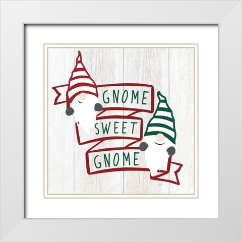 Gnome Sweet Gnome White Modern Wood Framed Art Print with Double Matting by Carpentieri, Natalie