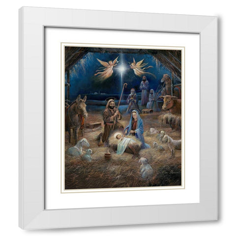 Silent Night White Modern Wood Framed Art Print with Double Matting by Manning, Ruane