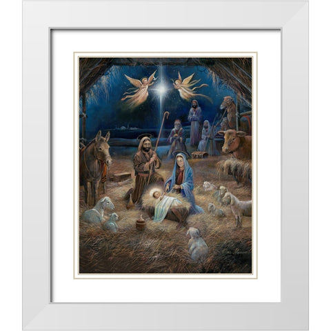 Silent Night White Modern Wood Framed Art Print with Double Matting by Manning, Ruane