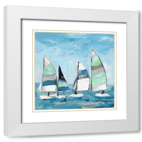 Seaglass Sails I White Modern Wood Framed Art Print with Double Matting by Craven, Katrina