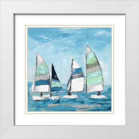 Seaglass Sails I White Modern Wood Framed Art Print with Double Matting by Craven, Katrina