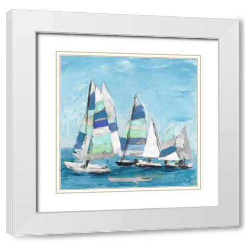 Seaglass Sails III White Modern Wood Framed Art Print with Double Matting by Craven, Katrina