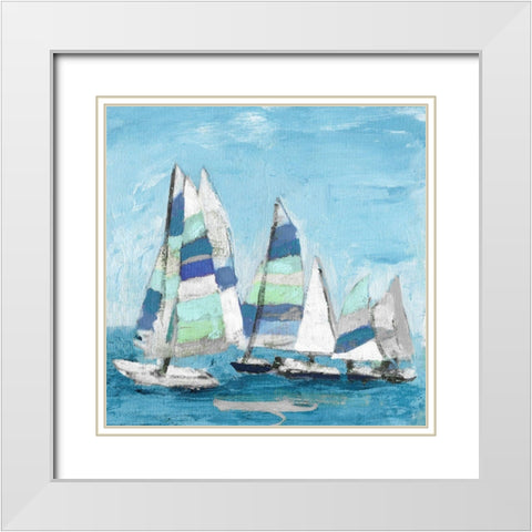 Seaglass Sails III White Modern Wood Framed Art Print with Double Matting by Craven, Katrina