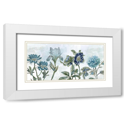 Vintage Shades Of Blue White Modern Wood Framed Art Print with Double Matting by Nan
