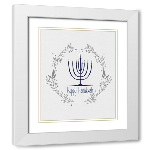 Happy Hanukkah II White Modern Wood Framed Art Print with Double Matting by Jill, Susan