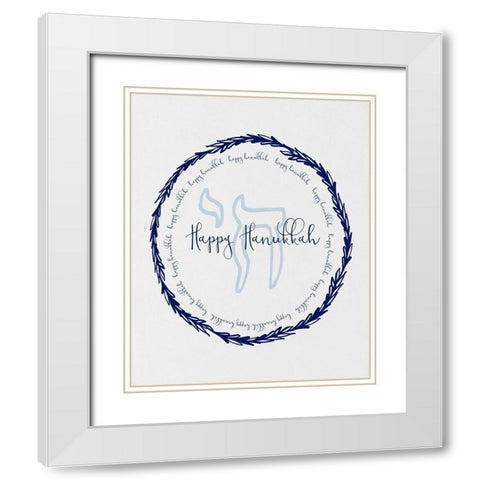 Hanukkah Go Round White Modern Wood Framed Art Print with Double Matting by Jill, Susan