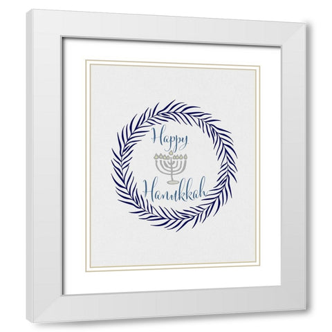 Hanukkah Wreath White Modern Wood Framed Art Print with Double Matting by Jill, Susan