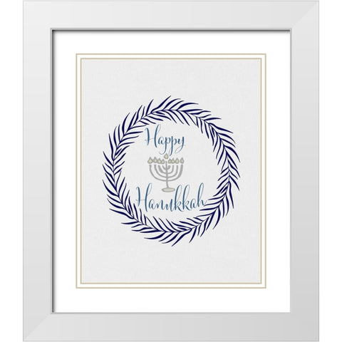 Hanukkah Wreath White Modern Wood Framed Art Print with Double Matting by Jill, Susan