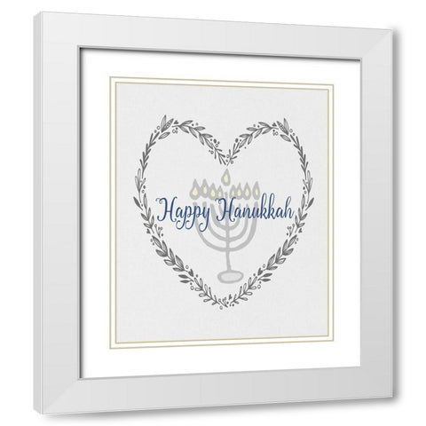 Hanukkah Heart White Modern Wood Framed Art Print with Double Matting by Jill, Susan