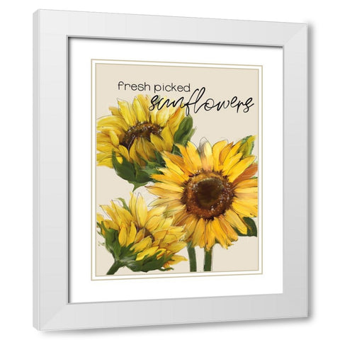 Fresh Picked Sunflowers White Modern Wood Framed Art Print with Double Matting by Knutsen, Conrad