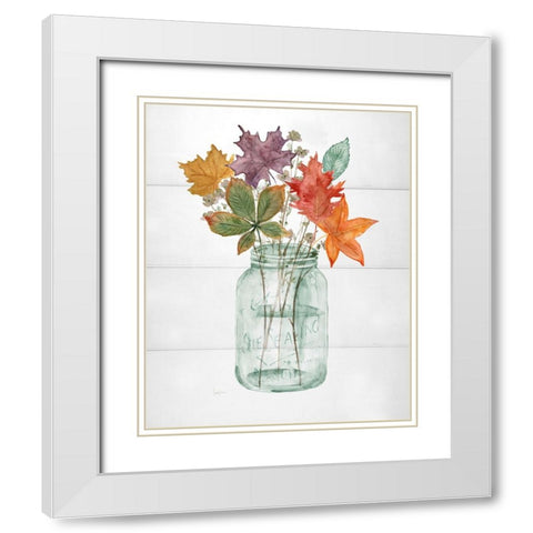 Harvest Home Leaves I White Modern Wood Framed Art Print with Double Matting by Finn, Livi