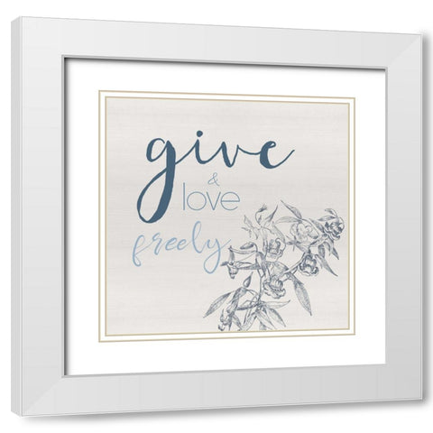 Give Freely White Modern Wood Framed Art Print with Double Matting by Santiago, Daniela