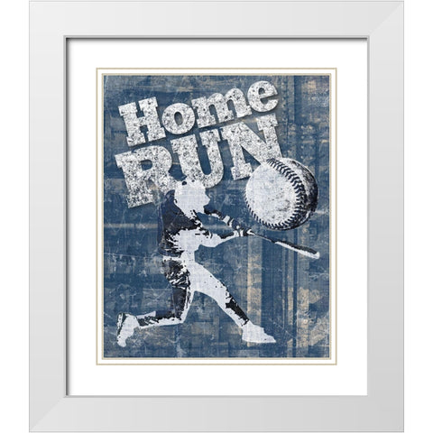 Home Run Hitter White Modern Wood Framed Art Print with Double Matting by Craven, Katrina