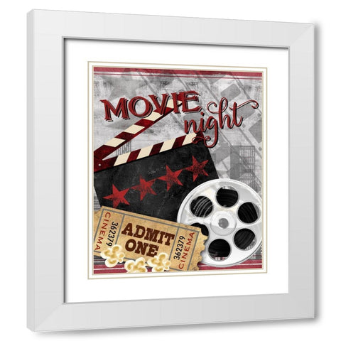 Movie Night II White Modern Wood Framed Art Print with Double Matting by Knutsen, Conrad
