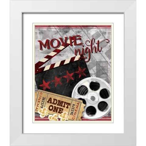 Movie Night II White Modern Wood Framed Art Print with Double Matting by Knutsen, Conrad