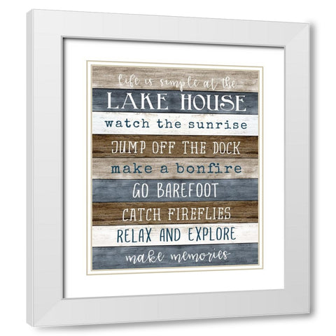 Simple Lake Rules White Modern Wood Framed Art Print with Double Matting by Carpentieri, Natalie