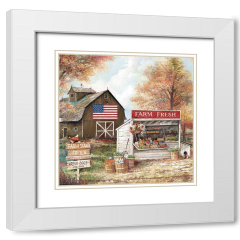Farm Stand White Modern Wood Framed Art Print with Double Matting by Manning, Ruane