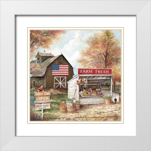 Farm Stand White Modern Wood Framed Art Print with Double Matting by Manning, Ruane