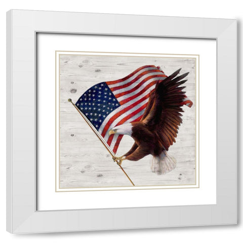Patriotic Eagle White Modern Wood Framed Art Print with Double Matting by Manning, Ruane