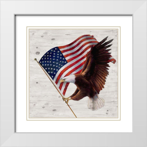 Patriotic Eagle White Modern Wood Framed Art Print with Double Matting by Manning, Ruane