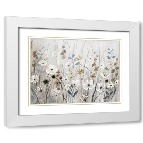 Misty Meadow Field White Modern Wood Framed Art Print with Double Matting by Nan
