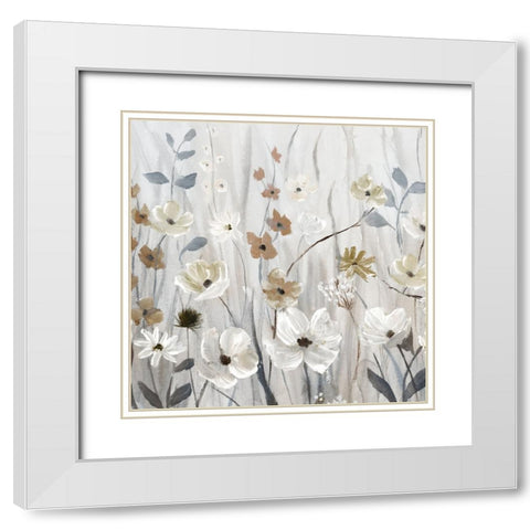 Meadow Mist II White Modern Wood Framed Art Print with Double Matting by Nan