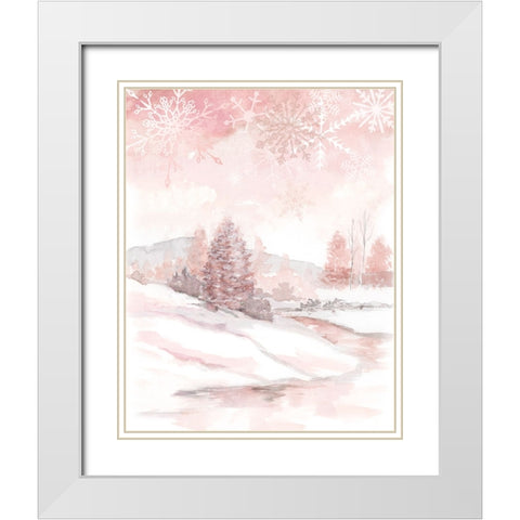 Blush Winter White Modern Wood Framed Art Print with Double Matting by Nan