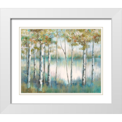 Aspen Lake White Modern Wood Framed Art Print with Double Matting by Nan