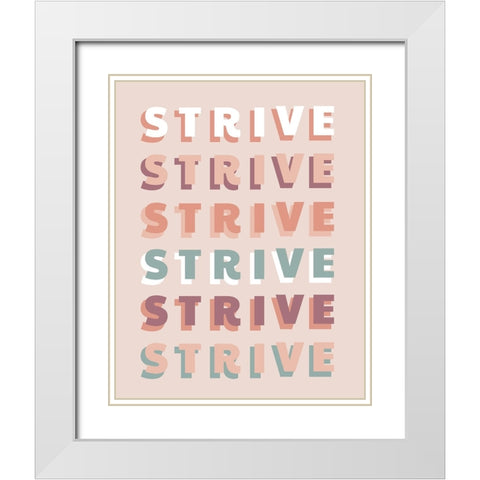 Strive White Modern Wood Framed Art Print with Double Matting by CAD Designs